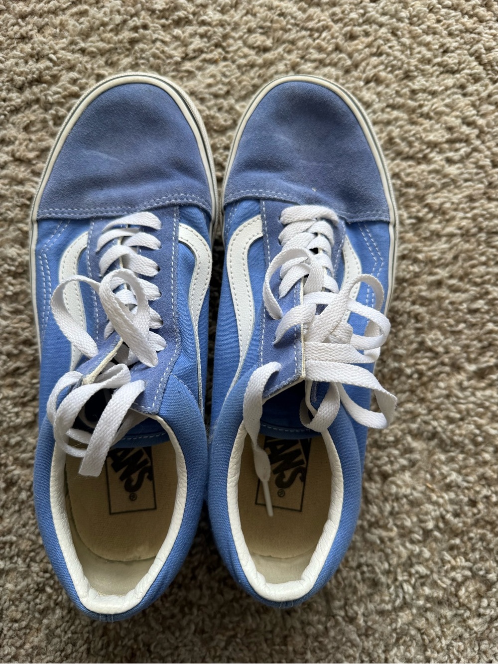 Vans Light Blue and White Old Skool Sneakers
